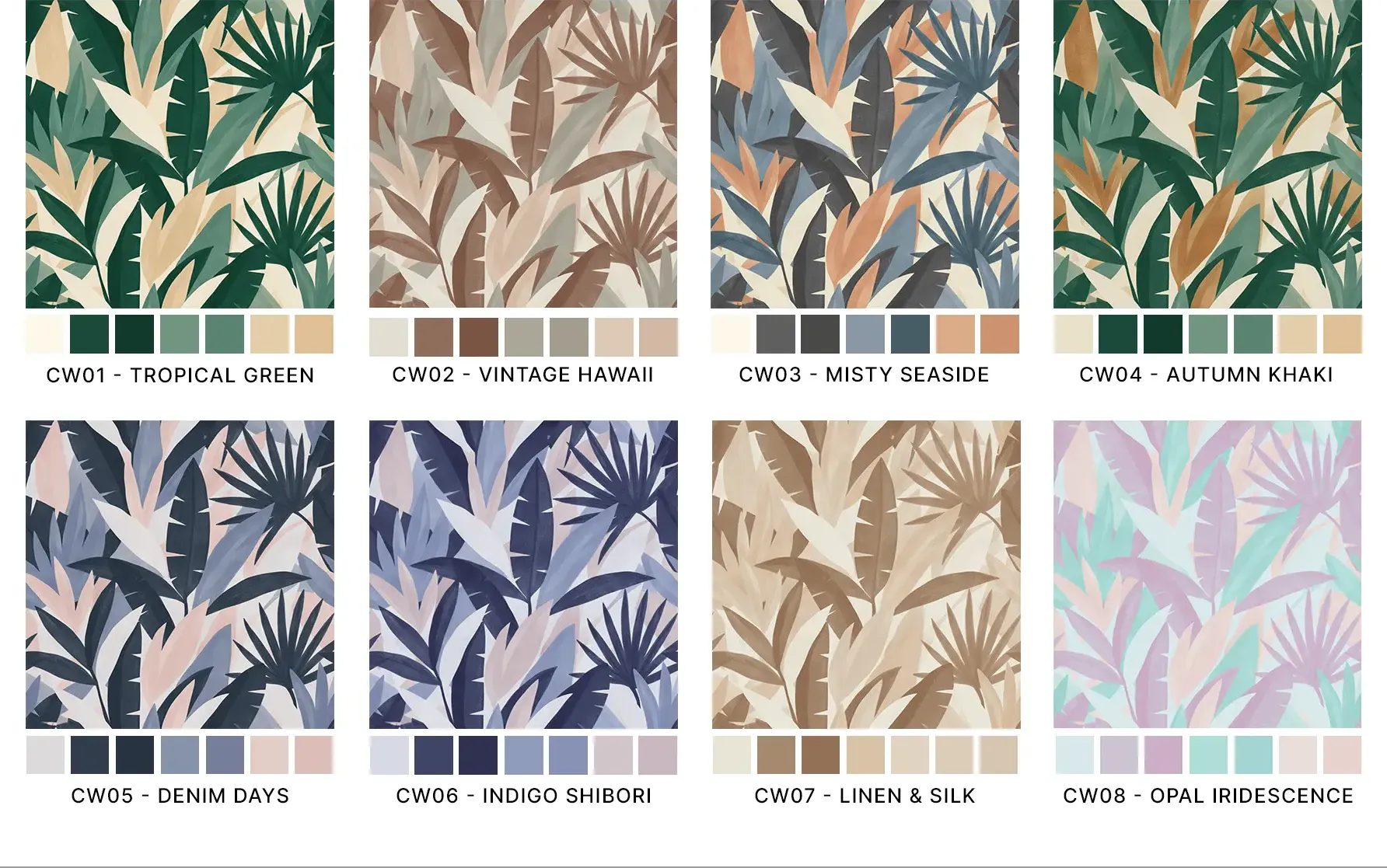 Custom pattern collection shown in multiple colorways
