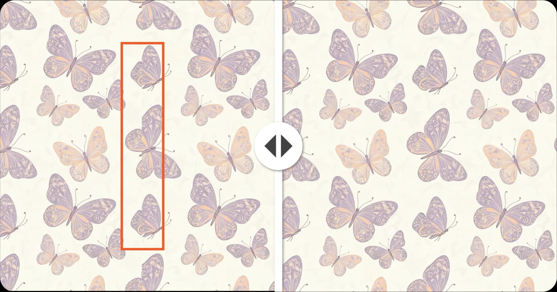 Before and after comparison showing seamless edge preservation during AI upscaling