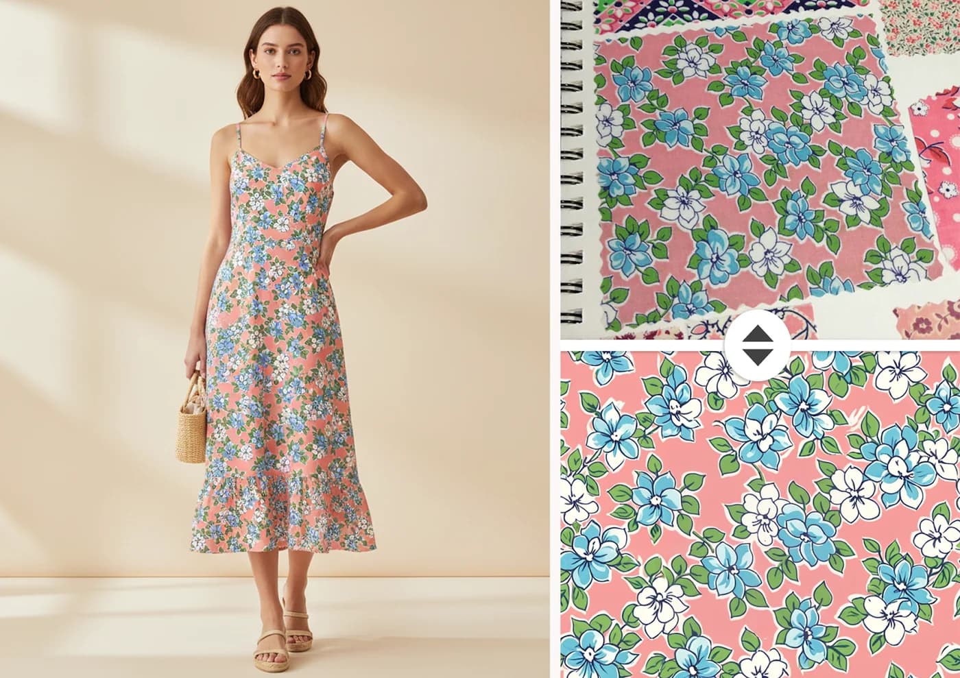 AI pattern generator extracting a seamless repeat from a fabric photo