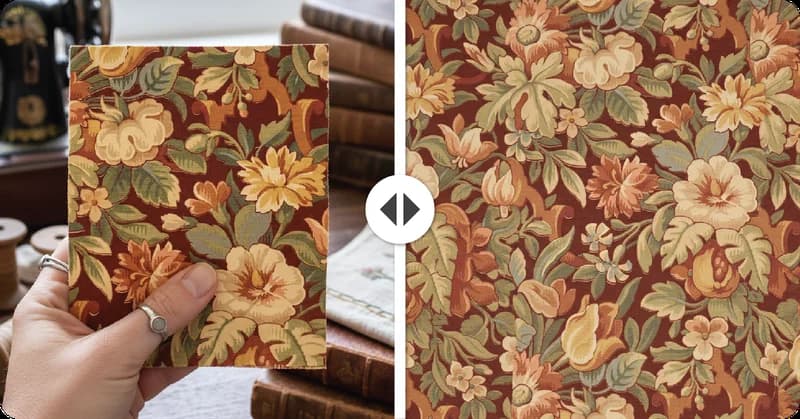 Vintage fabric photo converted into a seamless all-over print pattern