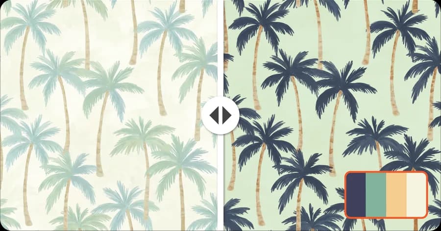 Before and after comparison of a pattern recolored into a new palette