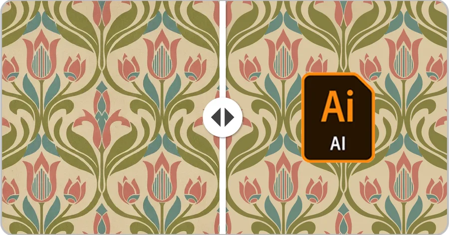 Before and after comparison of a pattern converted to a vector file