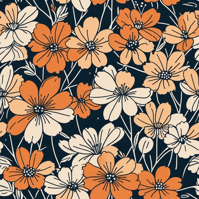 Line art drawing tiny flowers, created with clean vector lines, balanced negative space, and a sleek, modern graphic style. Professional and minimalist, designed as a seamless repeat pattern