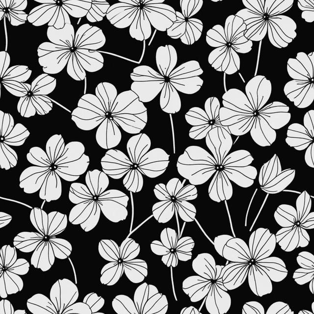 flat minimalistic black and white tiny flowers