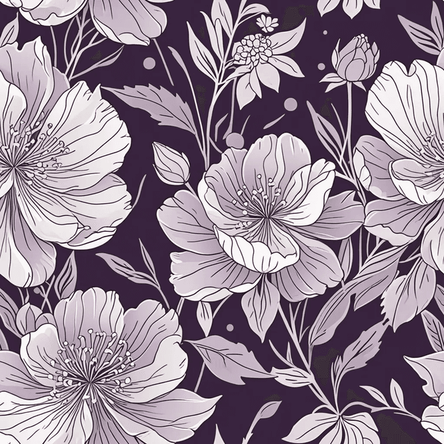 Ten flowers: Lavender, peonies, and lilacs sway gently in a soft breeze, forming a delicate wildflower motif.