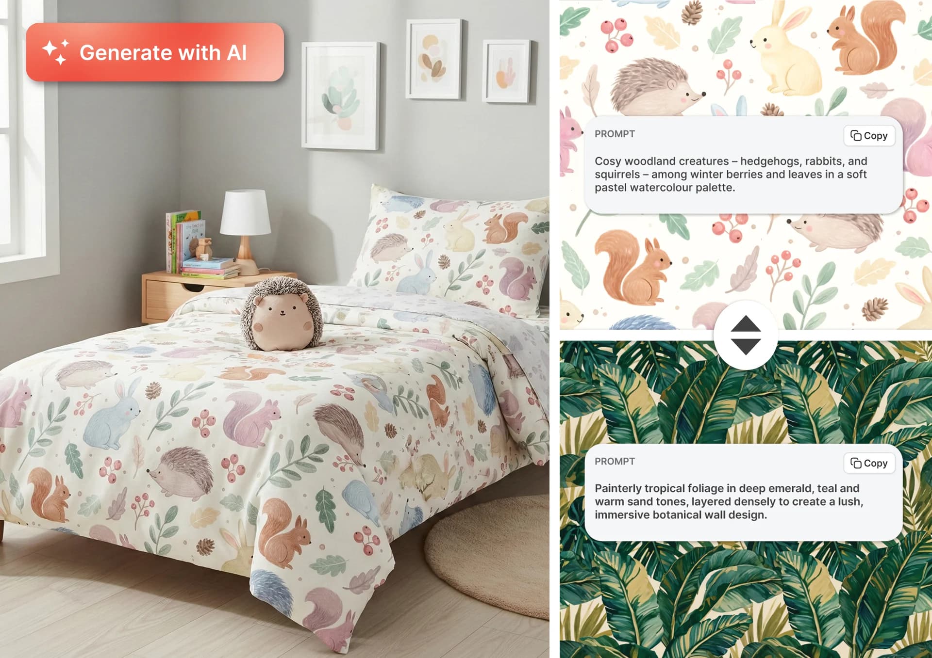 AI pattern generator creating seamless repeat patterns from text prompts
