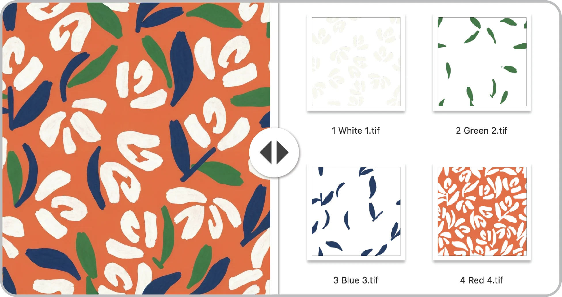 Individual TIFF color separations exported as a zip folder for screen printing production