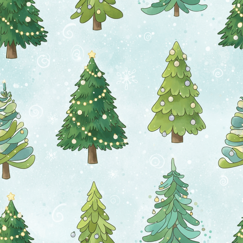 christmas trees in Cartoon style