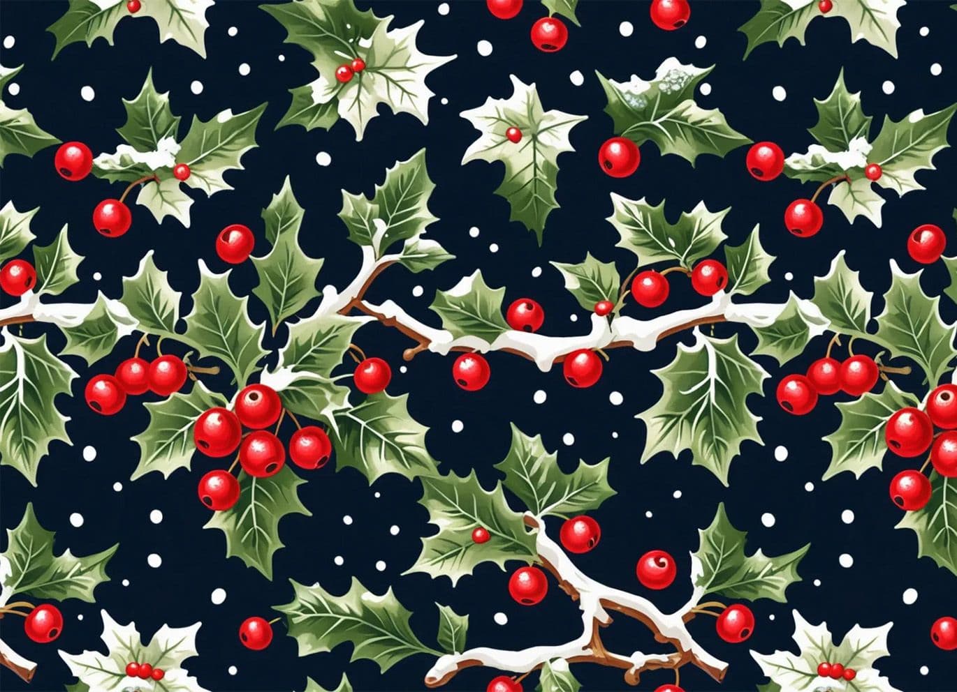 Christmas holly repeat pattern