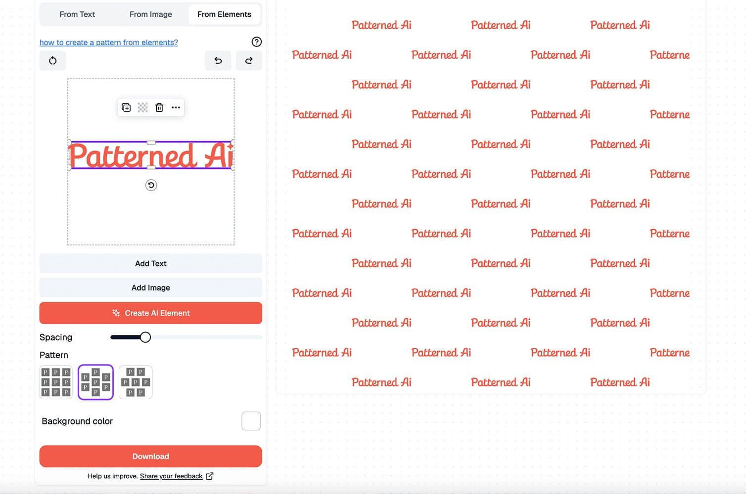 Create from Elements interface