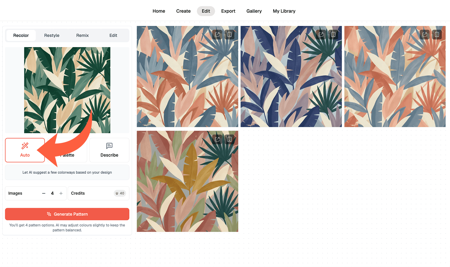 Recolor surface patterns with AI