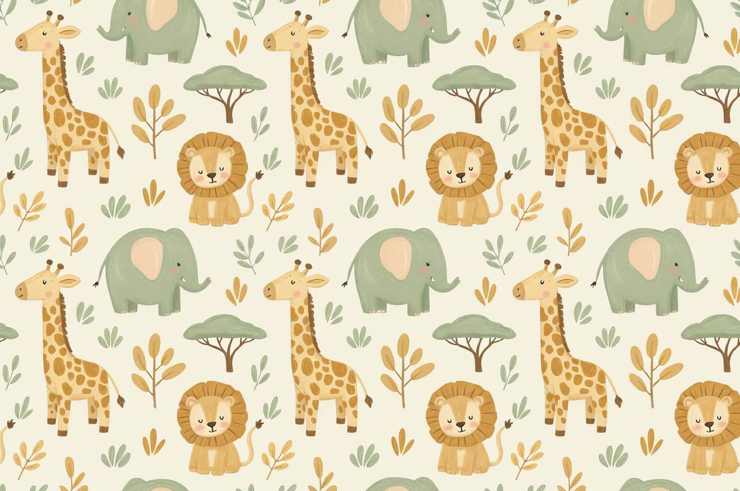 Safari Animals Giraffes, Elephants, and Lions