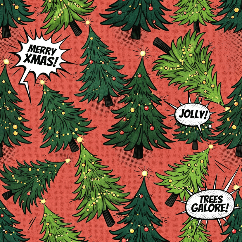 Christmas trees in Comic book style