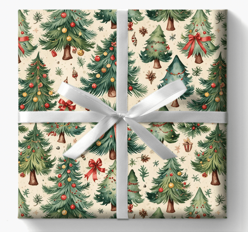 Christmas wrapping paper watercolor