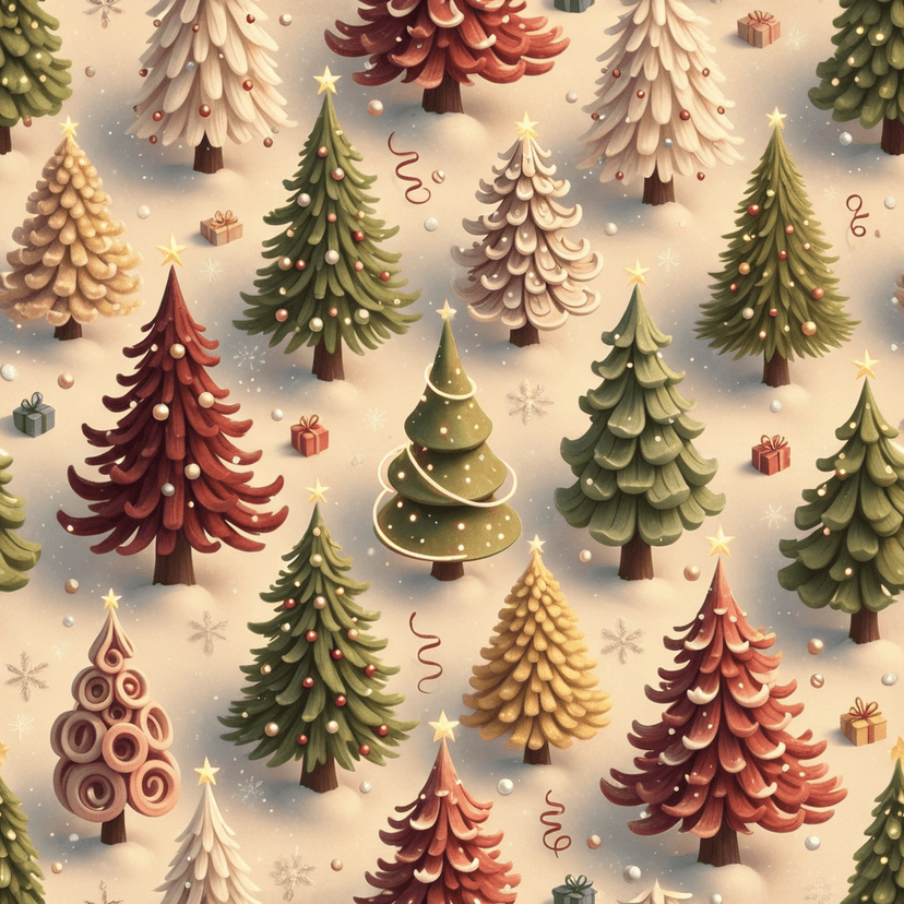 christmas trees in 3D animation style