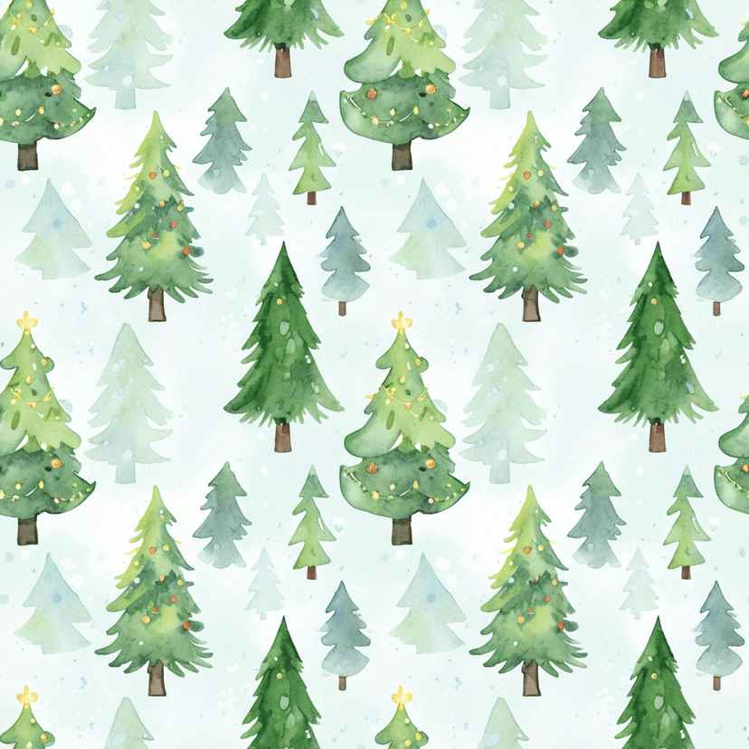 christmas trees in Watercolour style