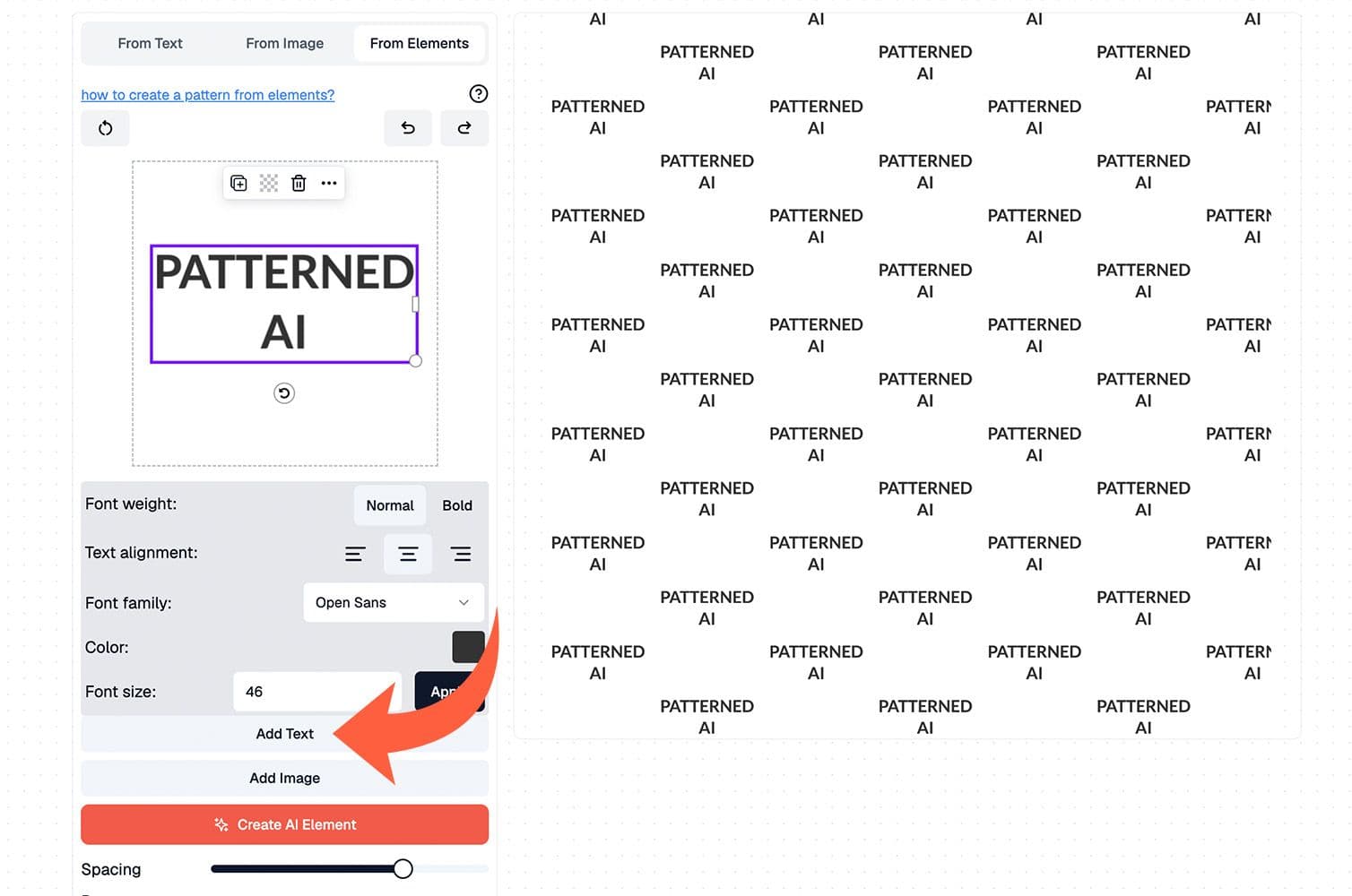 creating text elements for seamless patterns