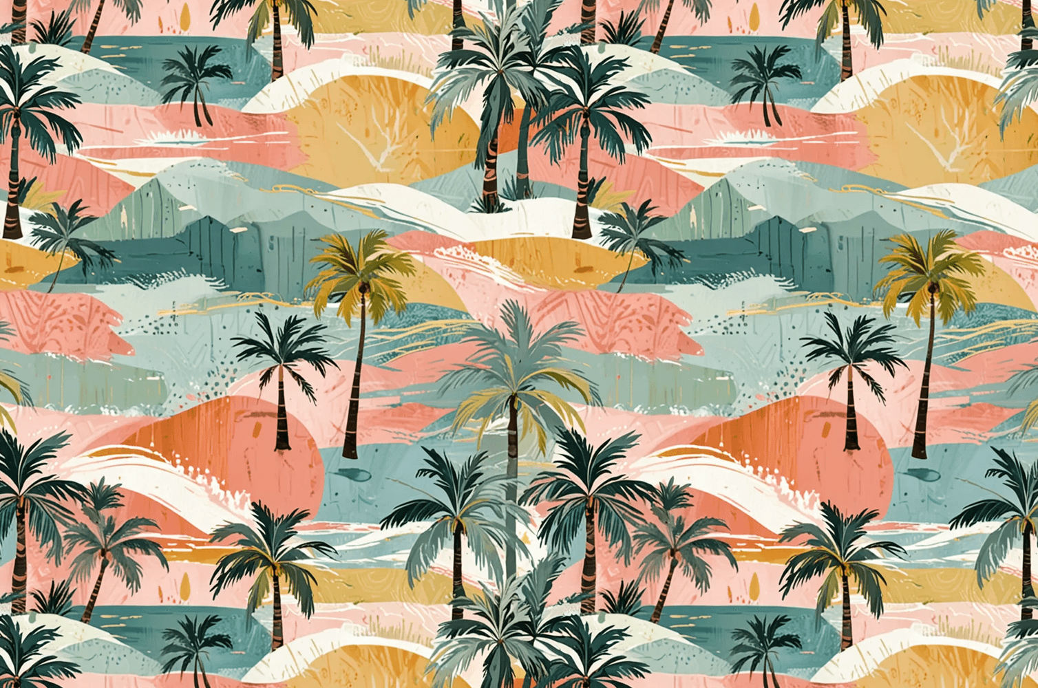 Painterly palm trees pattern