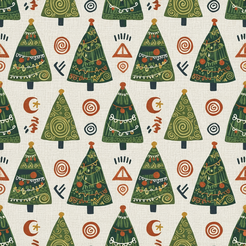christmas trees in Tribal style