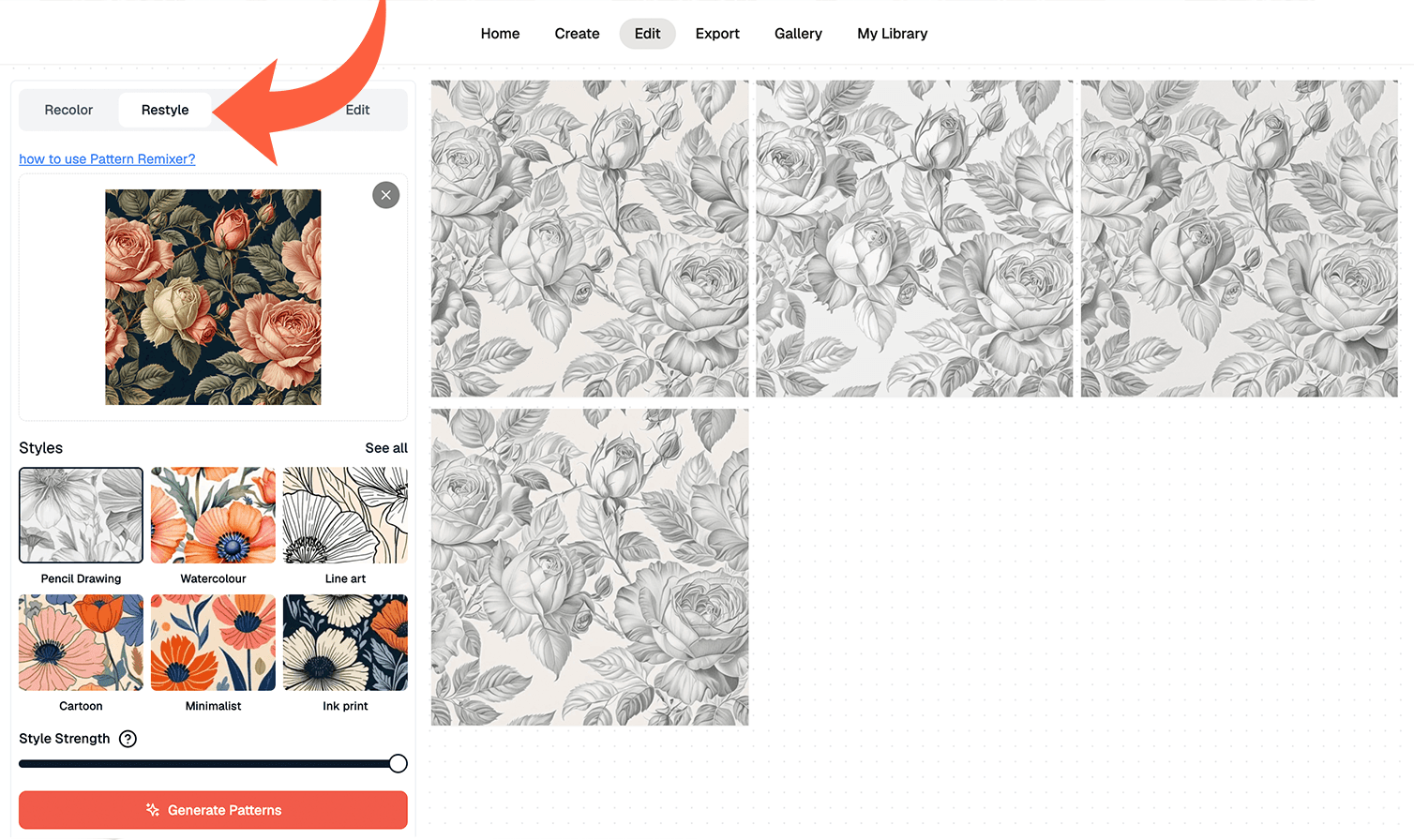 Restyle old patterns with AI