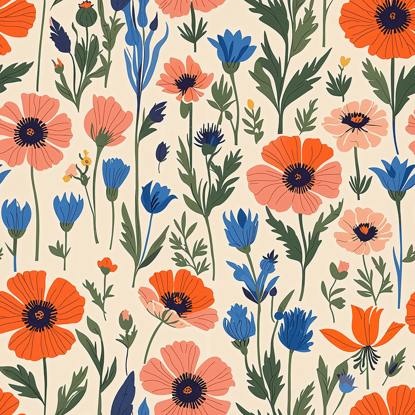 Folk floral pattern