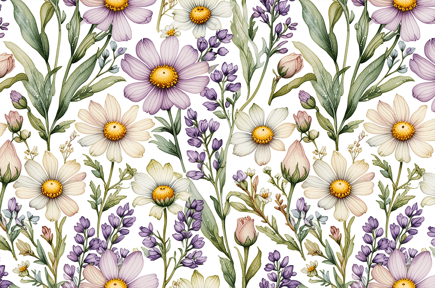 Chamomile watercolour pattern