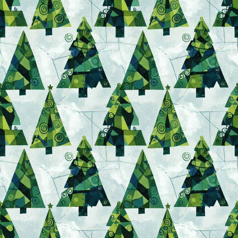 Christmas trees in Cubism style