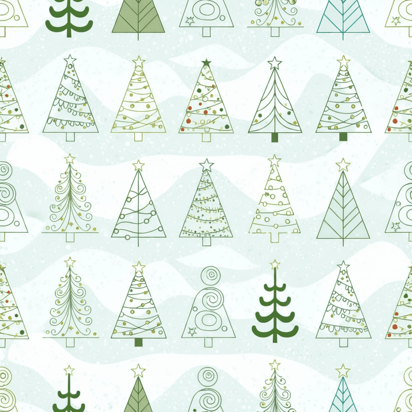 christmas trees in Line art style