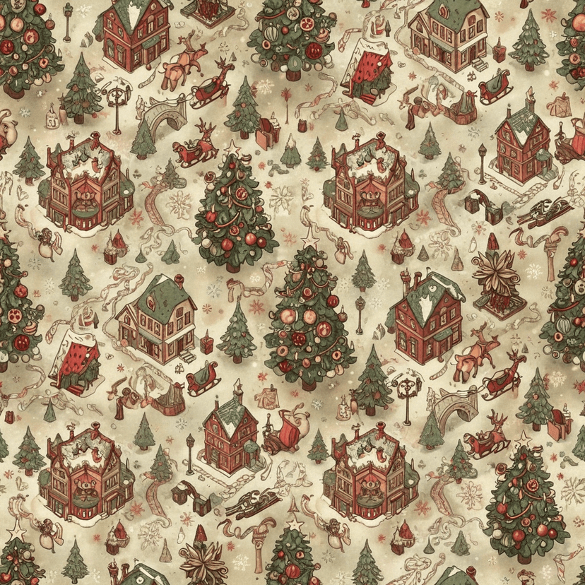Isometric Christmas seamless pattern