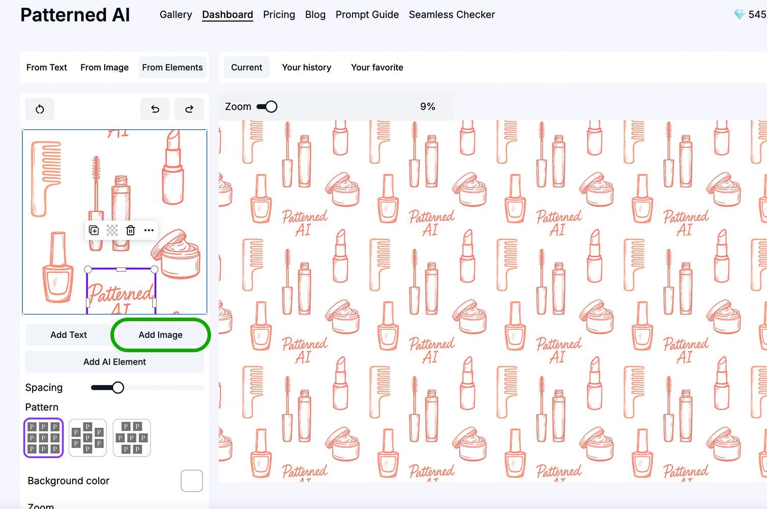 Editing seamless pattern with AI