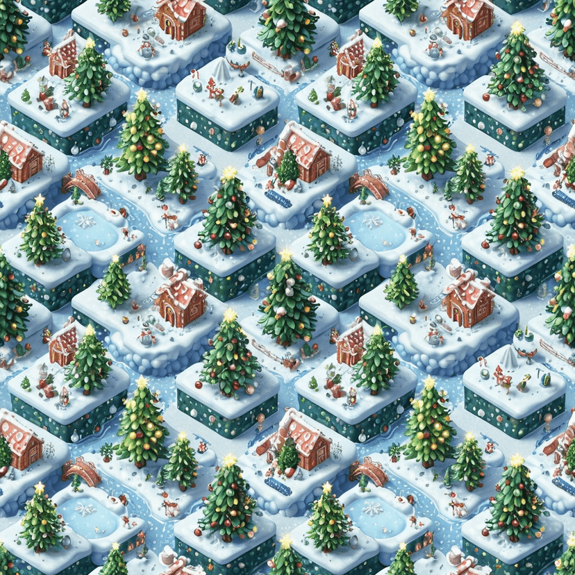 christmas trees in Isometric style