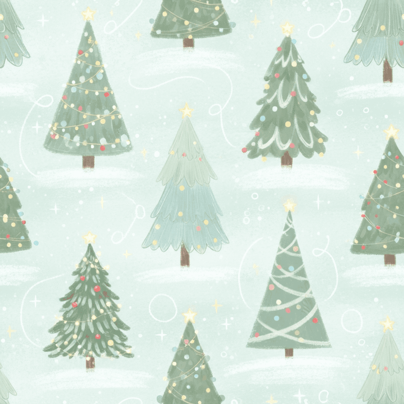 christmas trees in Pastel Pencils style