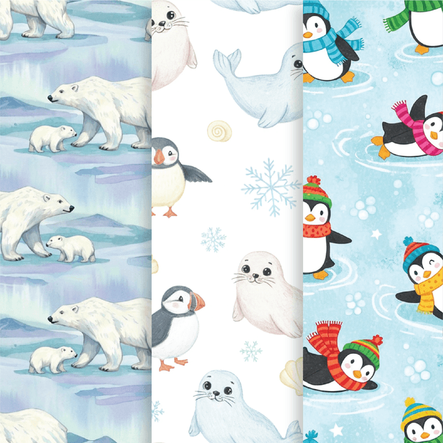 A charming collection of arctic and woodland animals brought to life through diverse artistic styles. From whimsical foxes in scarves to elegant polar bears in gouache, this versatile set features penguins, seals, owls, and winter birds rendered in watercolor, folk art, and vintage etching techniques. Perfect for seasonal products, children's designs, and cozy winter crafts.
Standard Resolution Specs:
12 seamless patterns generated with Advanced Text-to-Pattern model in Patterned AI.
PNG format
File Size: 20 MB
Dimensions: 1024 x 1024 px / 3,4 × 3,4 in / 8,7 × 8,7 cm
DPI: 300
(Recommended for small scale digital assets)
High Resolution Specs:
12 seamless patterns generated with Advanced Text-to-Pattern model in Patterned AI.
PNG format
File Size: 192,1 MB
Dimensions: 4096 x 4096 px / 13,6 × 13,6 in / 34 × 34 cm
DPI: 300
(Recommended for printing on fabric, products, wallpaper and packaging)