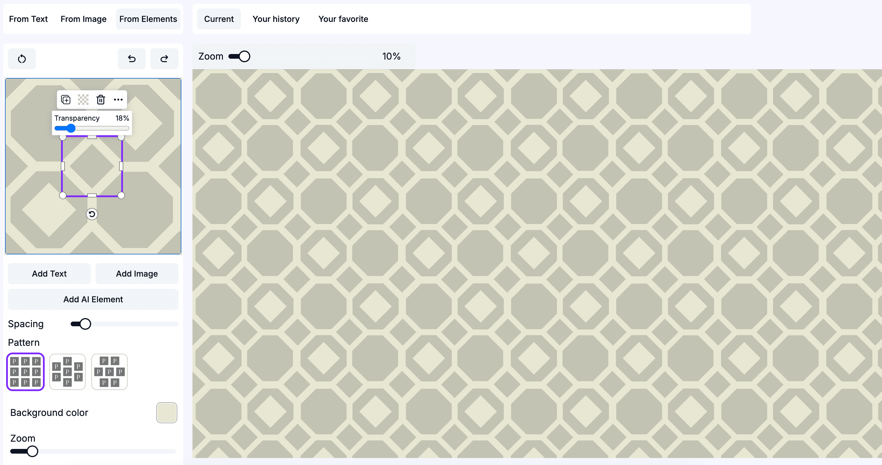 Geometric pattern from the elements