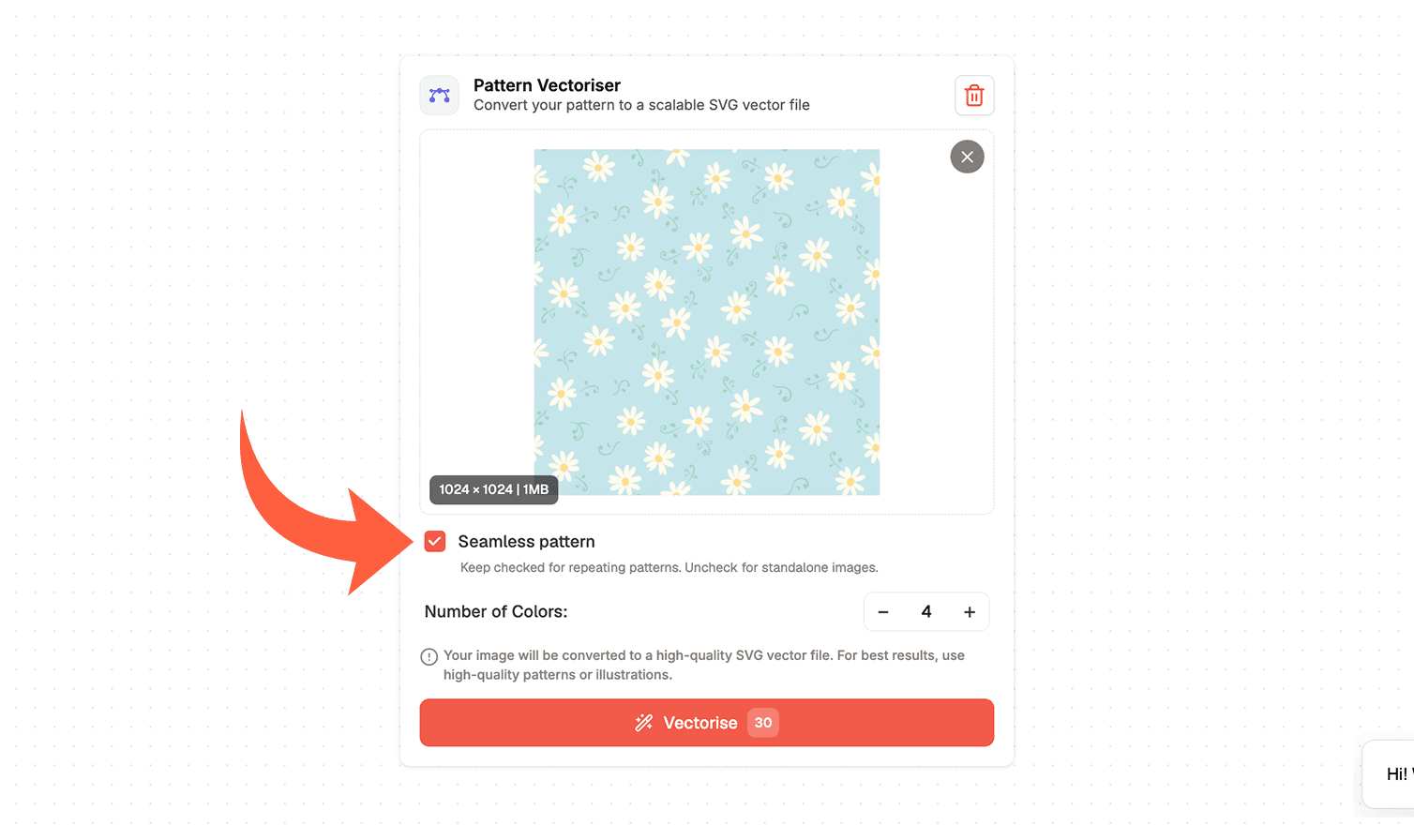 Vectorise surface patterns with AI