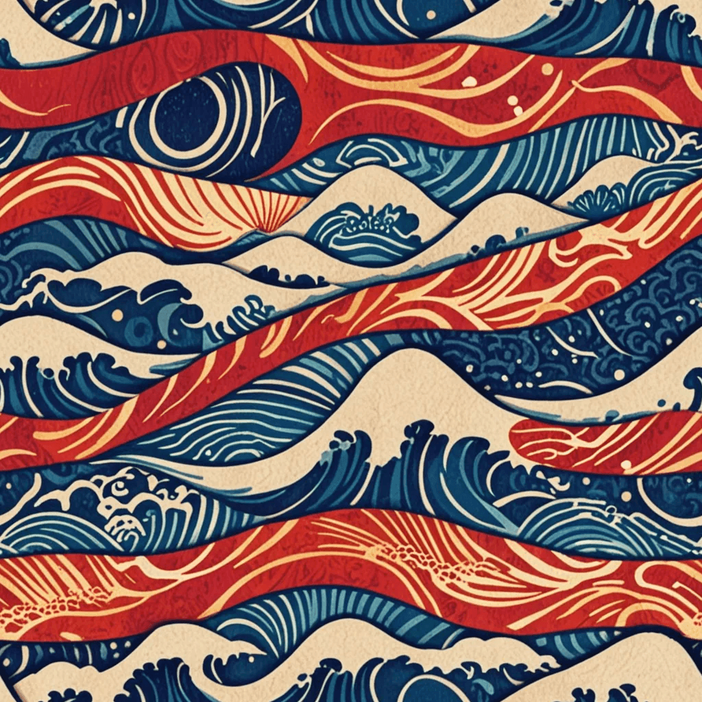 Design a seamless pattern using the traditional Seigaiha wave motif. Create concentric, repeating wave forms in deep indigo and white Keep the style clean and geometric, echoing classical Japanese textile designs.